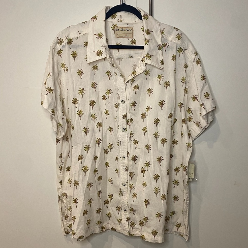 We The Free Cream Palm Print Shirt